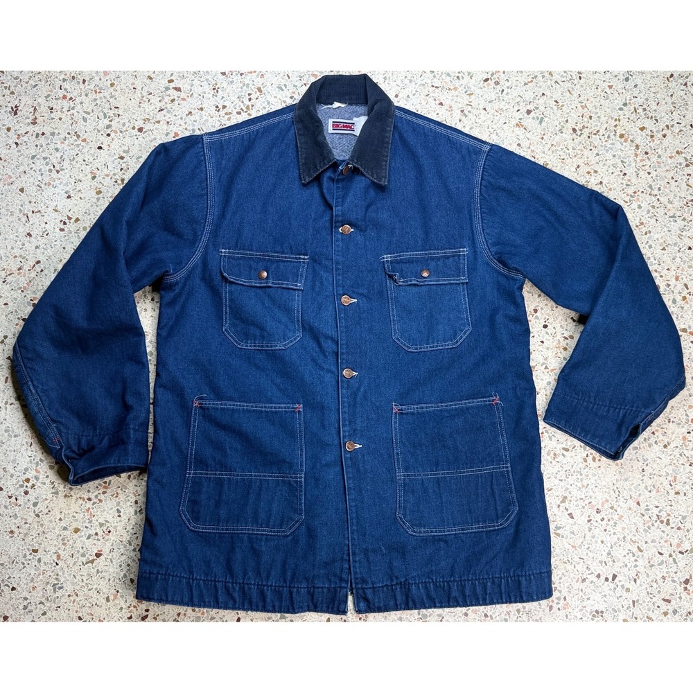 Big Mac Fleece Lined Men's Button Up Vintage Denim Chore Jacket Size 44T